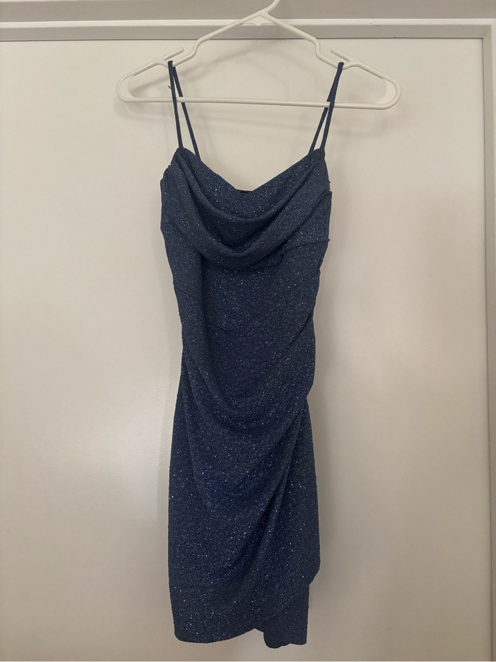Windsor Sparkling Navy Cowl Neck Midi Dress
